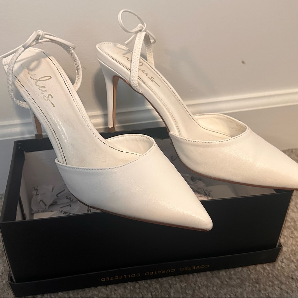Lulu's Ivory Pointed-Toe Slingback Stiletto Heels